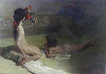 Mädchen mit Pulcinella